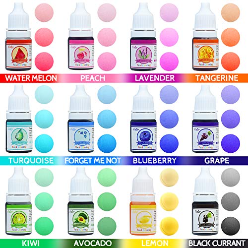 Food Coloring - 12 Color Bright Rainbow Cake Food Coloring Set F