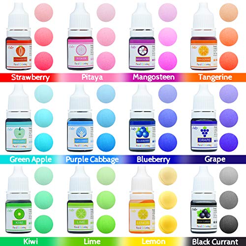 Food Coloring - 12 Color Vibrant Cake Food Coloring Set For Baki