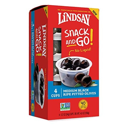 Lindsay Pitted Black Olive Snack, 4- 1.2 Oz Cups