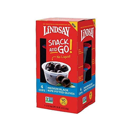Lindsay Pitted Black Olive Snack, 4- 1.2 Oz Cups