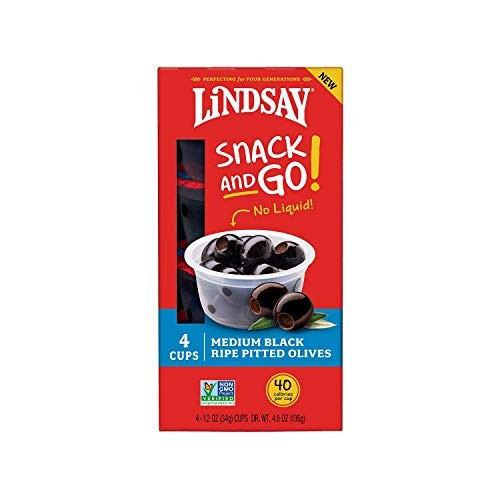 Lindsay Pitted Black Olive Snack, 4- 1.2 Oz Cups