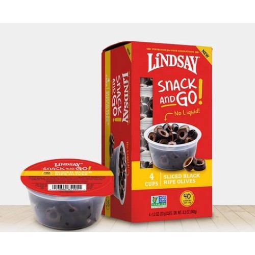 Lindsay Sliced Black Olive Snack Cups, 4- 1.2 Oz Cups 4.8 Oz