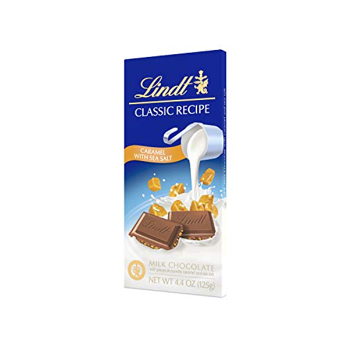 Lindt Classic Recipe Milk Chocolate Bar, Caramel With Sea Salt,