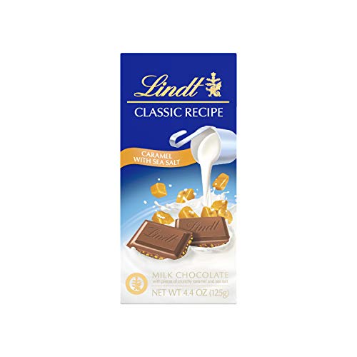 Lindt Classic Recipe Milk Chocolate Bar, Caramel With Sea Salt,