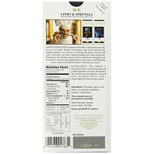 Lindt Excellence Bar, 70% Cocoa, 3.5 Ounce