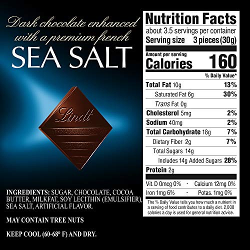 Lindt Excellence Bar, A Touch Of Sea Salt Dark Chocolate, Great
