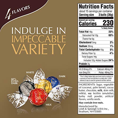 Lindt Lindor 4 Flavors Assorted Truffles, 19 Oz. Bag