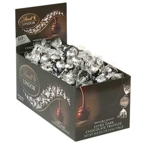 Lindt Lindor 60% Extra Dark Chocolate Truffles, Kosher, 60 Count