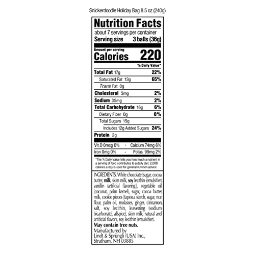 Lindt LINDOR Holiday Snickerdoodle White Chocolate Truffles,8.5 ...