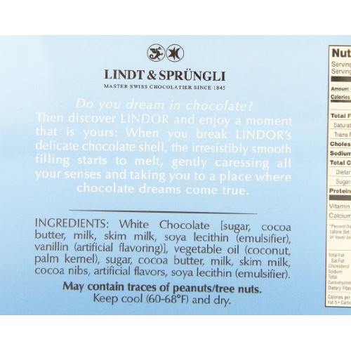 Lindt Lindor Stracciatella White Chocolate Truffles, Kosher, 60