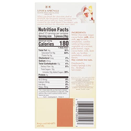 Lindt LINDOR White Chocolate Truffle Bar, White Chocolate Candy ...