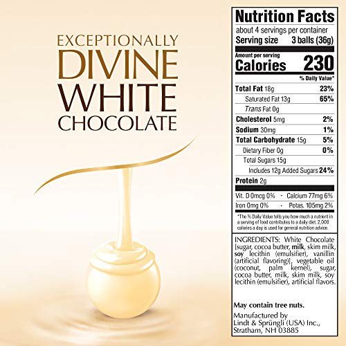 Lindt LINDOR White Chocolate Truffles, 5.1 oz. Bag, Pack of 1