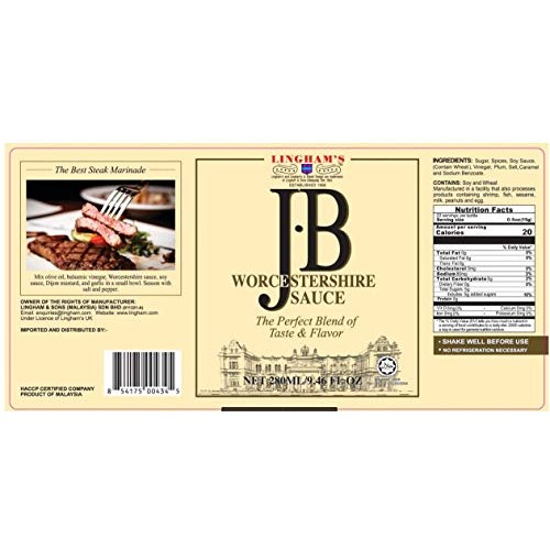 Jb Malaysian Style Worcestershire Sauce 9.46 Oz. The Perfect Sau