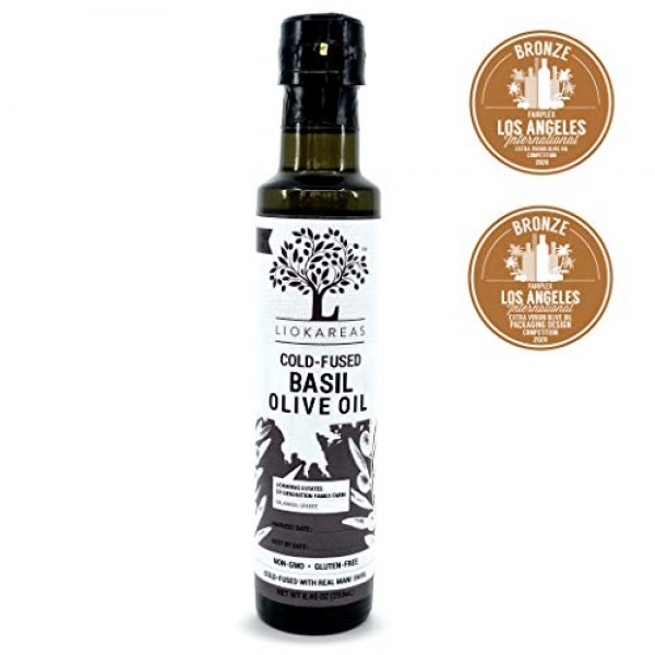Basil Extra Virgin Olive Oil - Greek Cold Fused Basil EVOO - Org...