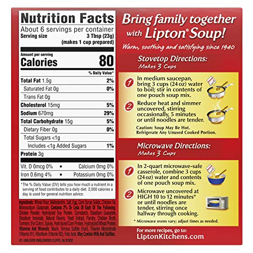 Lipton Instant Soup Mix, Noodle, 4.5 Oz Pack Of 12