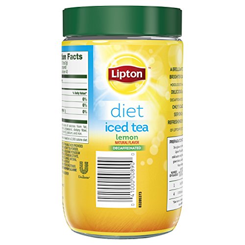 Lipton Black Iced Tea Mix, Diet Decaffeinated Lemon, 10 qt pack...