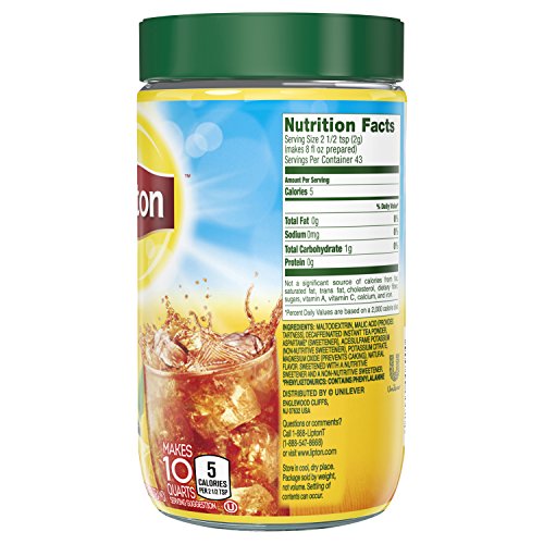 Lipton Black Iced Tea Mix, Diet Decaffeinated Lemon, 10 qt pack...