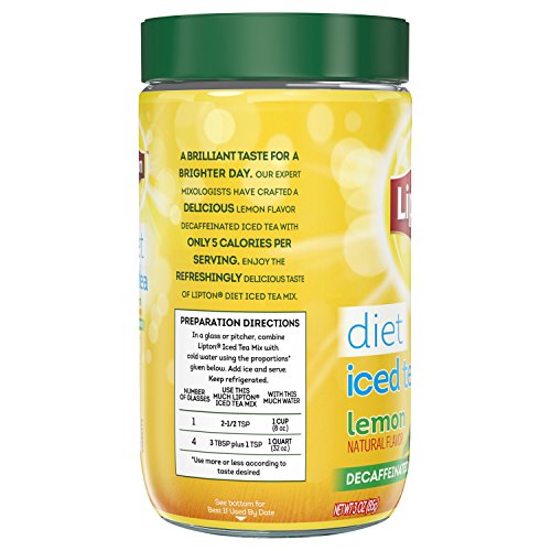 Lipton Black Iced Tea Mix, Diet Decaffeinated Lemon, 10 qt pack...