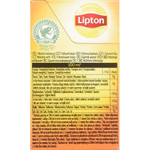 Lipton Black Tea - Lemon - Premium Pyramid Tea Bags 20 Count Bo
