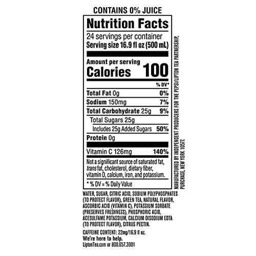 Lipton Citrus Iced Green Tea Plastic Bottle 16.9 fl oz 24 Pack