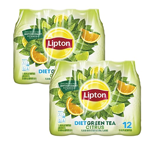 Lipton Diet Citrus Iced Green Tea Plastic Bottle 16.9 fl oz 24 Pack