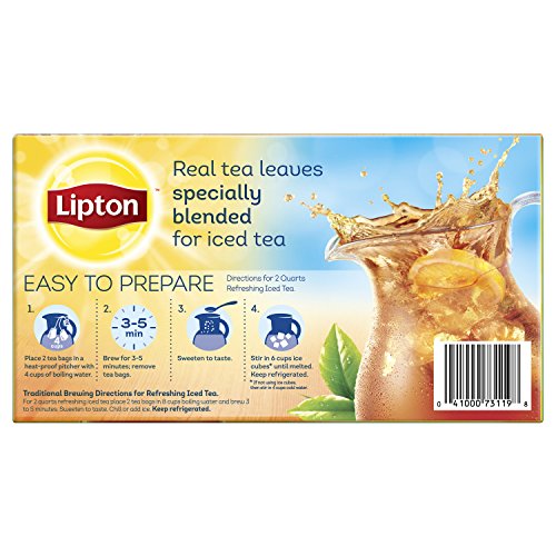 Lipton Family-Sized Black Iced Tea Bags, Decaffeinated, Unsweete