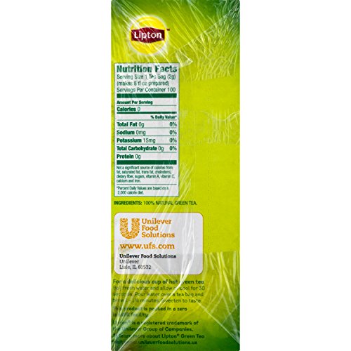 Lipton Green Tea, 100 Percent Natural 100 Ct