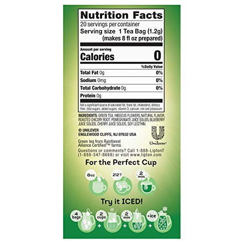 Lipton Green Tea Bags Flavored With Other Natural Flavors Purple
