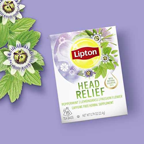 Lipton Head Relief Herbal Tea, Peppermint Lemongrass Passion Flo...