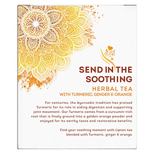 Lipton Herbal Tea Bags, Terrific Turmeric, 15 Count, Pack Of 4
