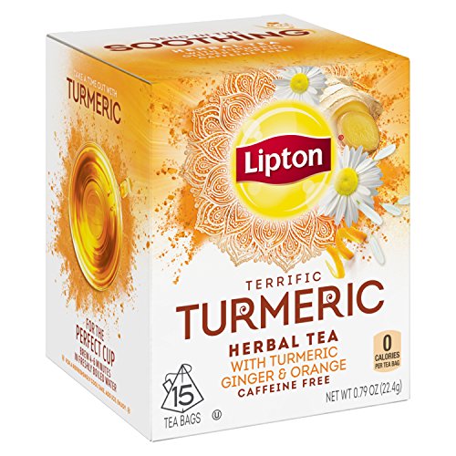 Lipton Herbal Tea Bags, Terrific Turmeric, 15 Count, Pack Of 4