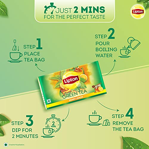 Lipton Honey Lemon Green Tea Bags, 100 Pieces Pack of 2