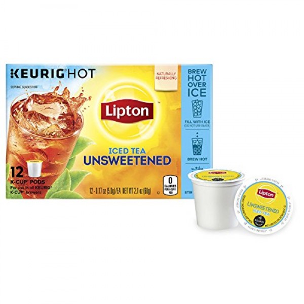 Lipton Iced Black Tea, Unsweetened K Cups Pods, 12 Ct
