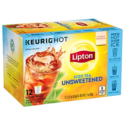 Lipton Iced Black Tea, Unsweetened K Cups Pods, 12 Ct
