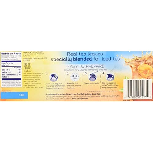 Lipton Iced Tea Decaffeinated, Family Size Tea Bags, 24 Count, P