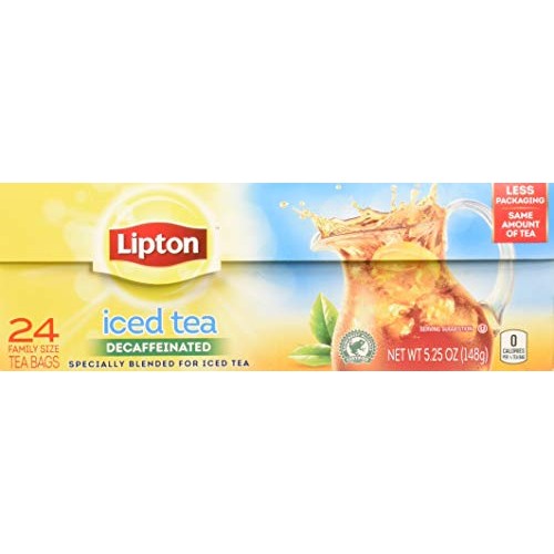 Lipton Iced Tea Decaffeinated, Family Size Tea Bags, 24 Count, P