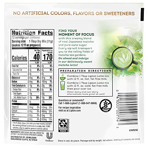 Lipton Japanese Matcha Latte Powder Mix Matcha Powder Sweetened ...