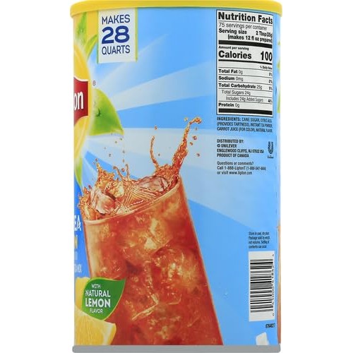 Lipton Lemon Powdered Iced Tea, Sweetened, Makes 28 Quarts