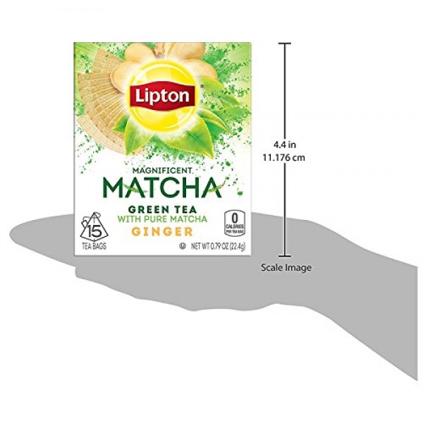 Lipton Magnificent Matcha Green Tea Bags, Ginger 15 Ct Pack Of