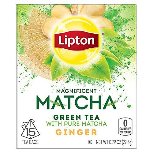 Lipton Magnificent Matcha Green Tea Bags, Ginger 15 Ct Pack Of
