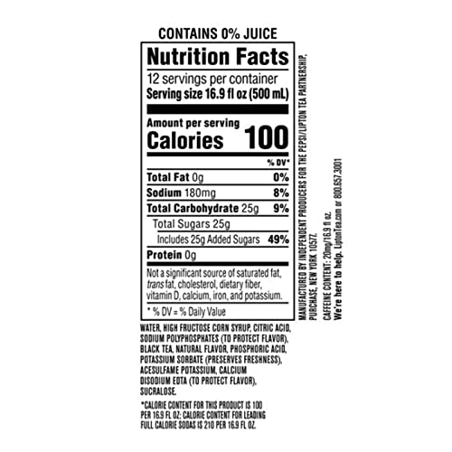 Lipton Peach Iced Black Tea Plastic Bottle 16.9 fl oz 24 Pack