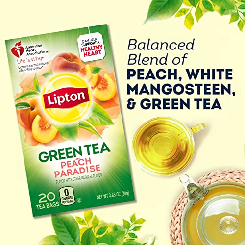 Lipton Peach Paradise Green Tea, 20 Count Pack of 6