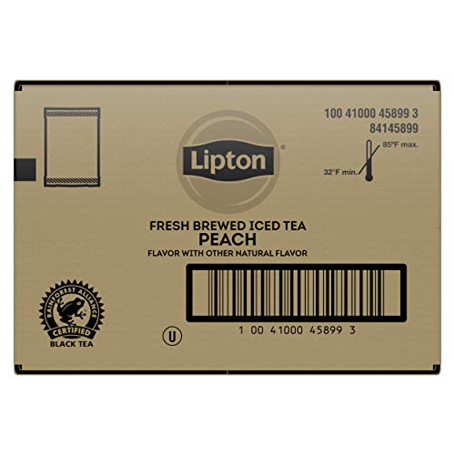 Lipton Peach Unsweetened Iced Tea Bags Black Made with Tea Leave...