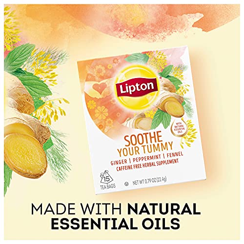Lipton Soothe Your Tummy Herbal Supplement Tea Bags For a Soothi...