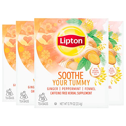 Lipton Soothe Your Tummy Herbal Supplement Tea Bags For a Soothi...