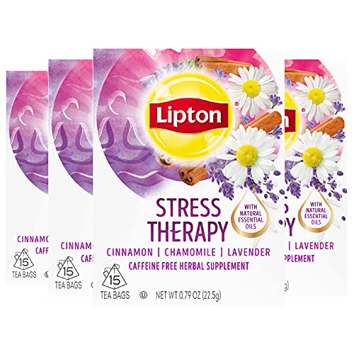 Lipton Stress Therapy Herbal Supplement Tea Bags For a Relaxing ...
