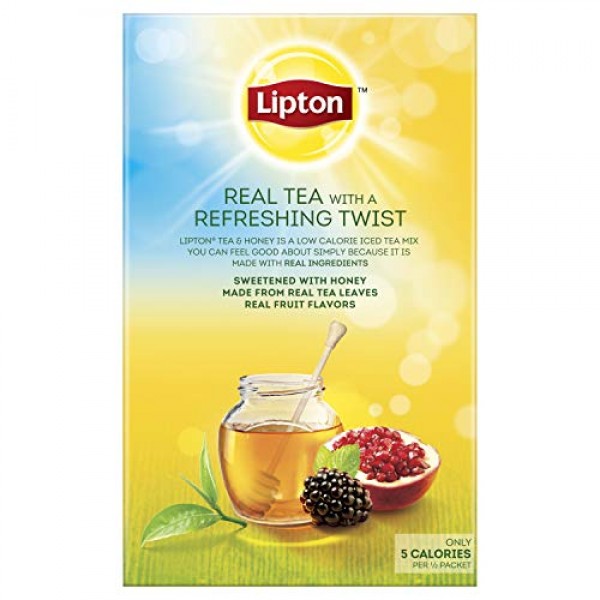 Lipton Tea and Honey Iced Green Tea To-Go Packets, Blackberry Po...