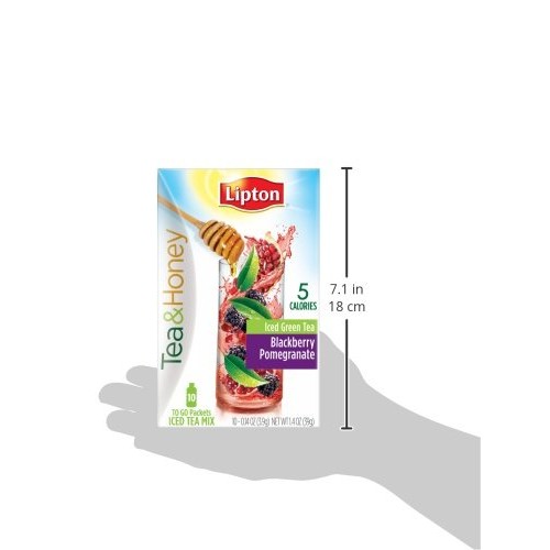 Lipton Tea And Honey Iced Green Tea To-Go Packets, Blackberry Po