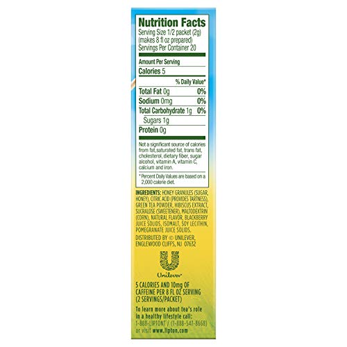 Lipton Tea And Honey Iced Green Tea To-Go Packets, Blackberry Po