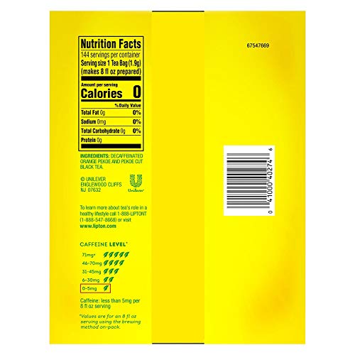 Lipton Tea Bags, Decaffeinated, 144 Ct.